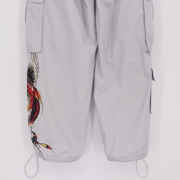 Ed Hardy Women's Cargo Pants Size S Light Grey Lightweight Baggy Drawstring - Picture 3 of 9